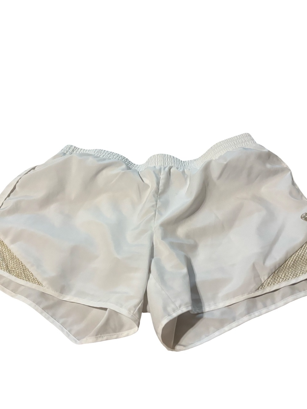 Small Lilly Pulitzer Luxletic Shorts- white shorts with gold mesh -Luxletic